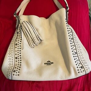 Coach Cream Studded Shoulder Bag